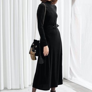 & Other Stories Velvet Mock Neck Midi Dress